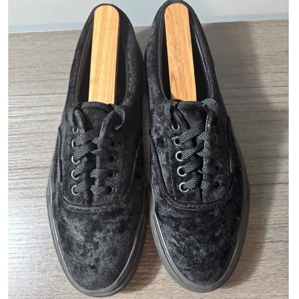 Vans Era Black Velvet Lo Pro Skate Sneaker Size M7.5 W9 Fairy Gothcore - Picture 2 of 8